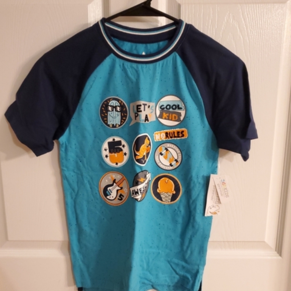Blue and Navy Kids Graphic T-Shirt. #68